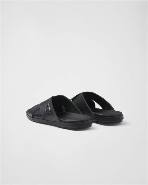 prada criss cross slides|Black Leather Crisscross Slides .